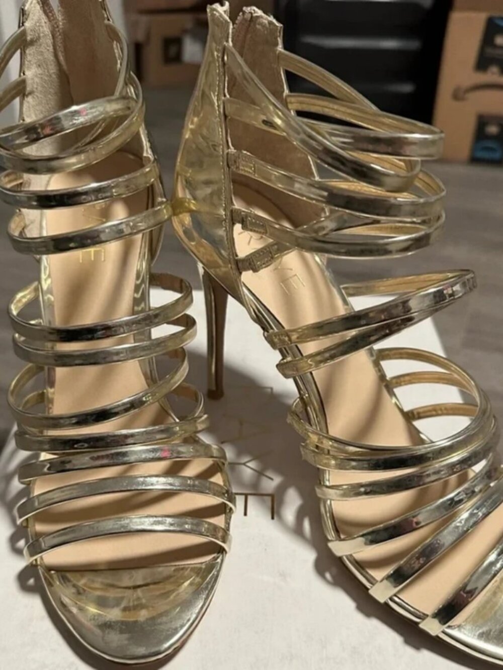 NWT Raye Strappy Gold Heels